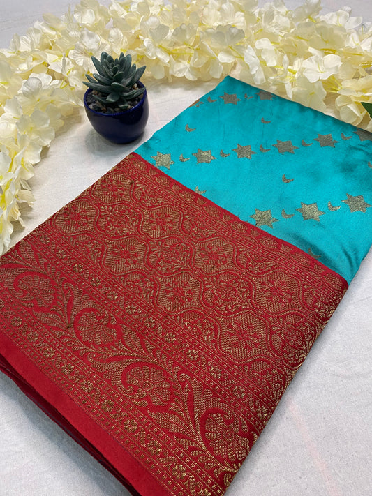 Banarasi Soft Silk Contrast Border Pallu Saree