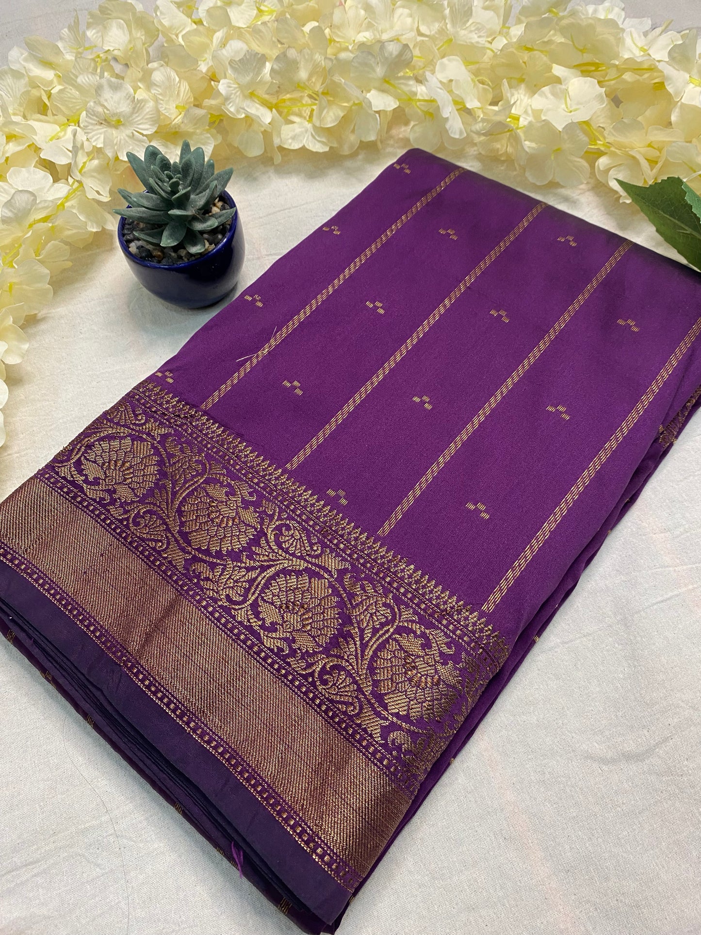 Soft Silk Stripe Booti Saree