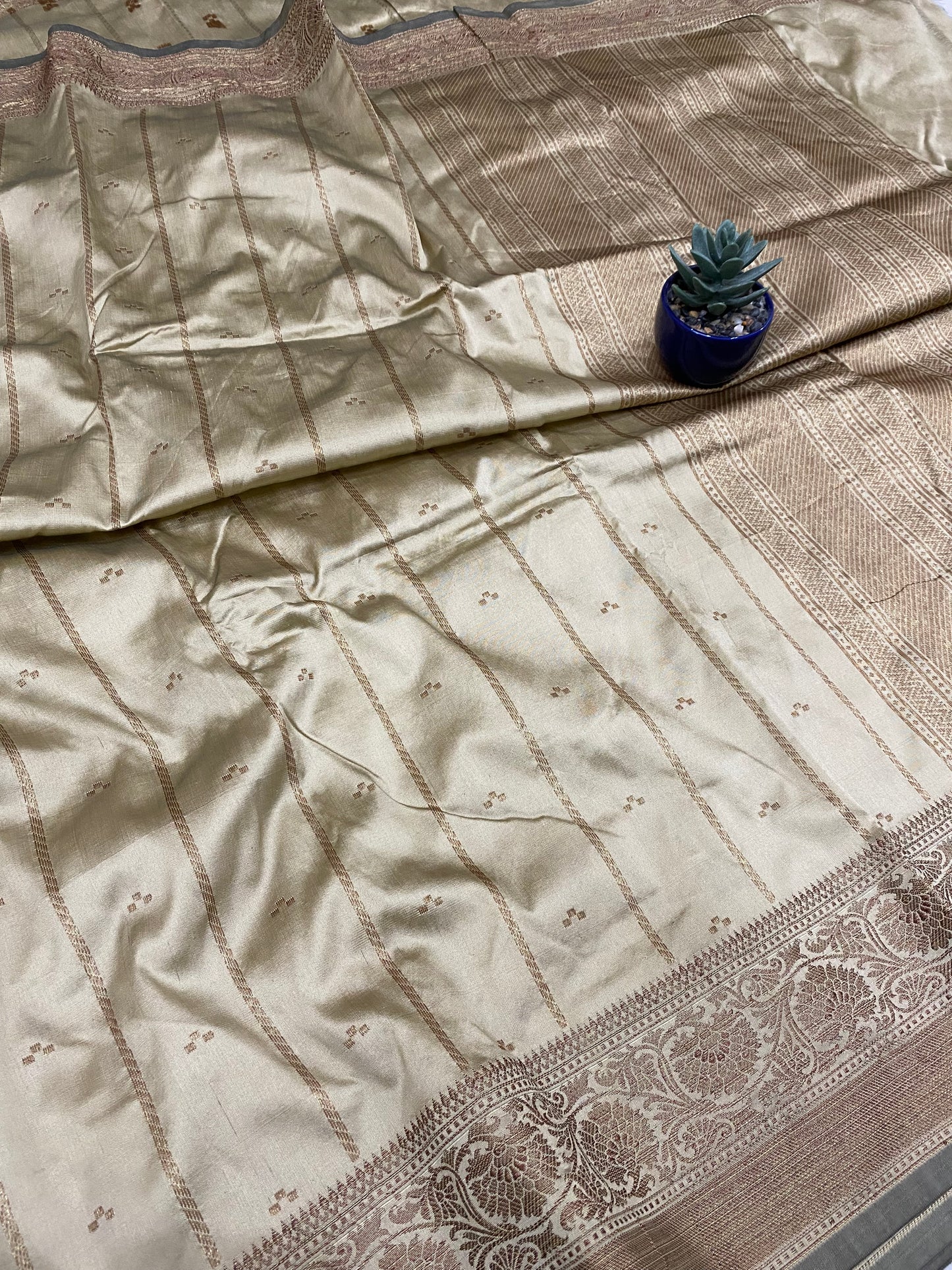 Soft Silk Stripe Booti Saree