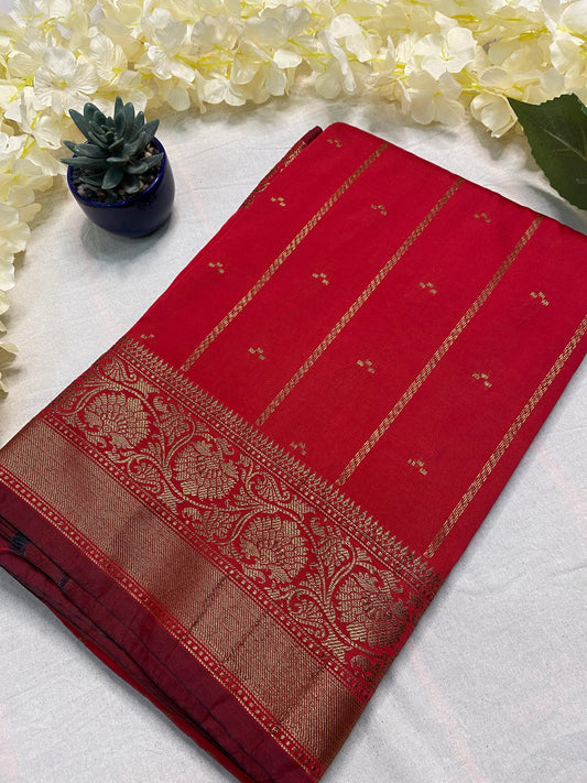 Soft Silk Stripe Booti Saree