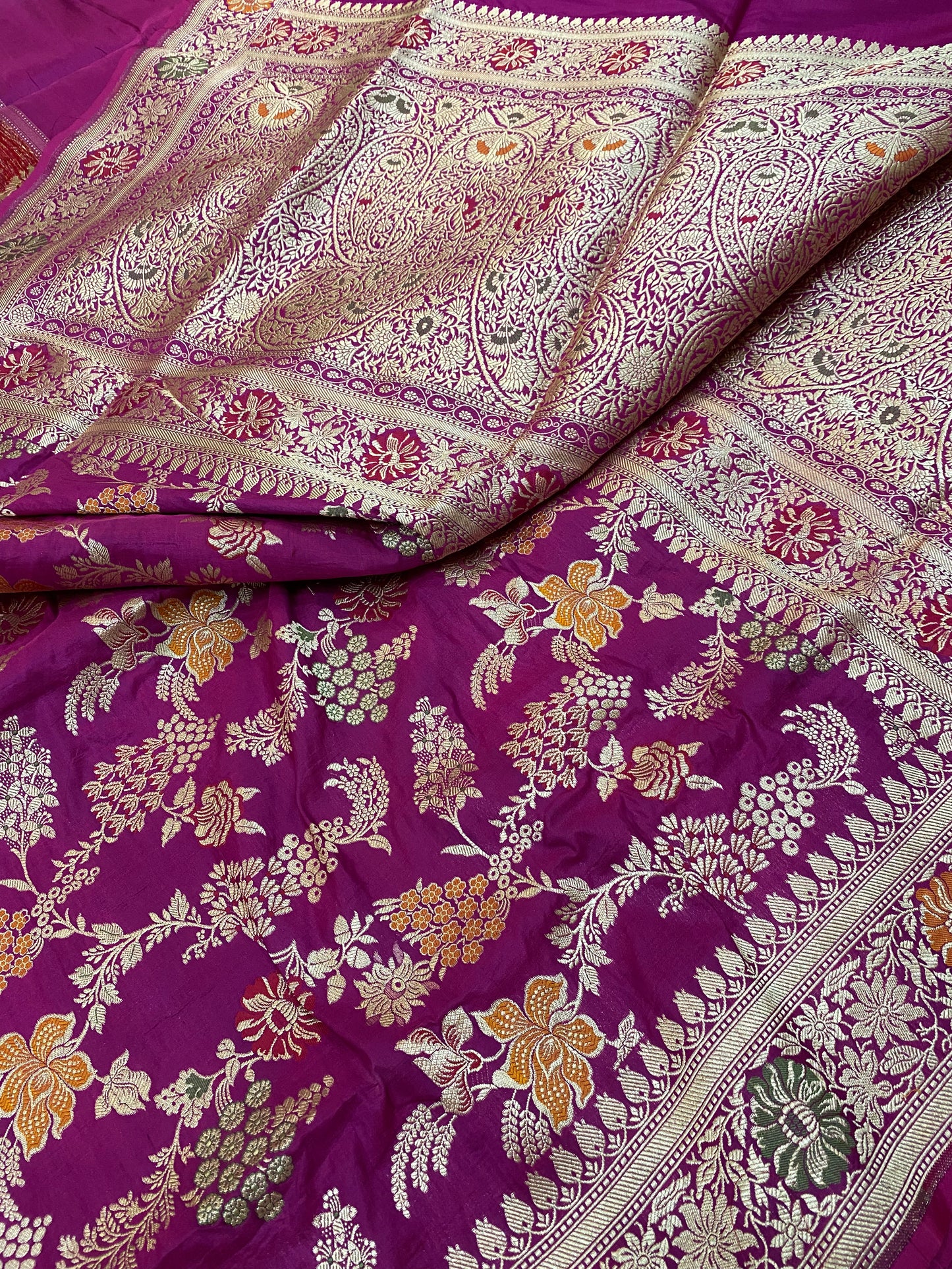 Pure Katan Silk Jaal Mina Saree