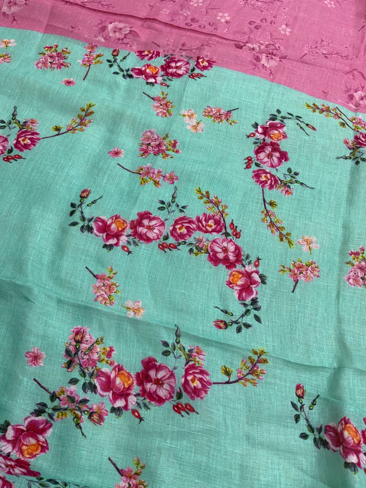 Linen Saree with Multi Digital Print