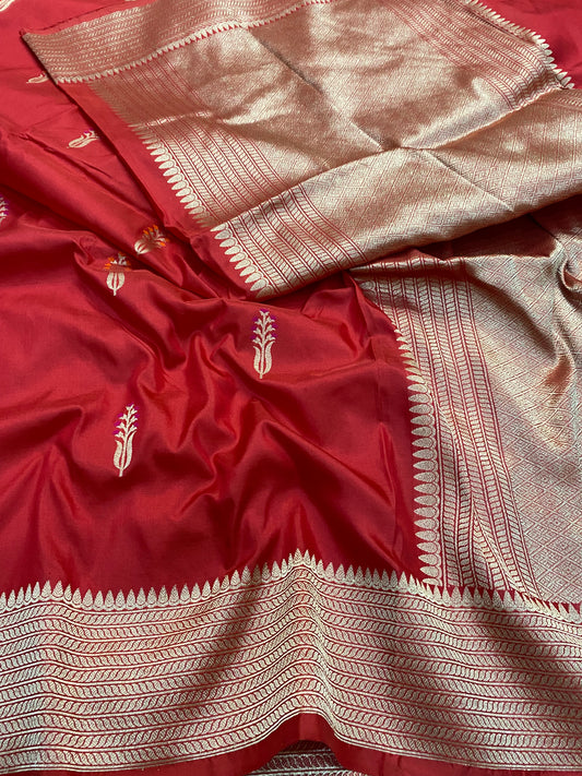 Pure Katan Silk Kadwa Mina Booti Saree