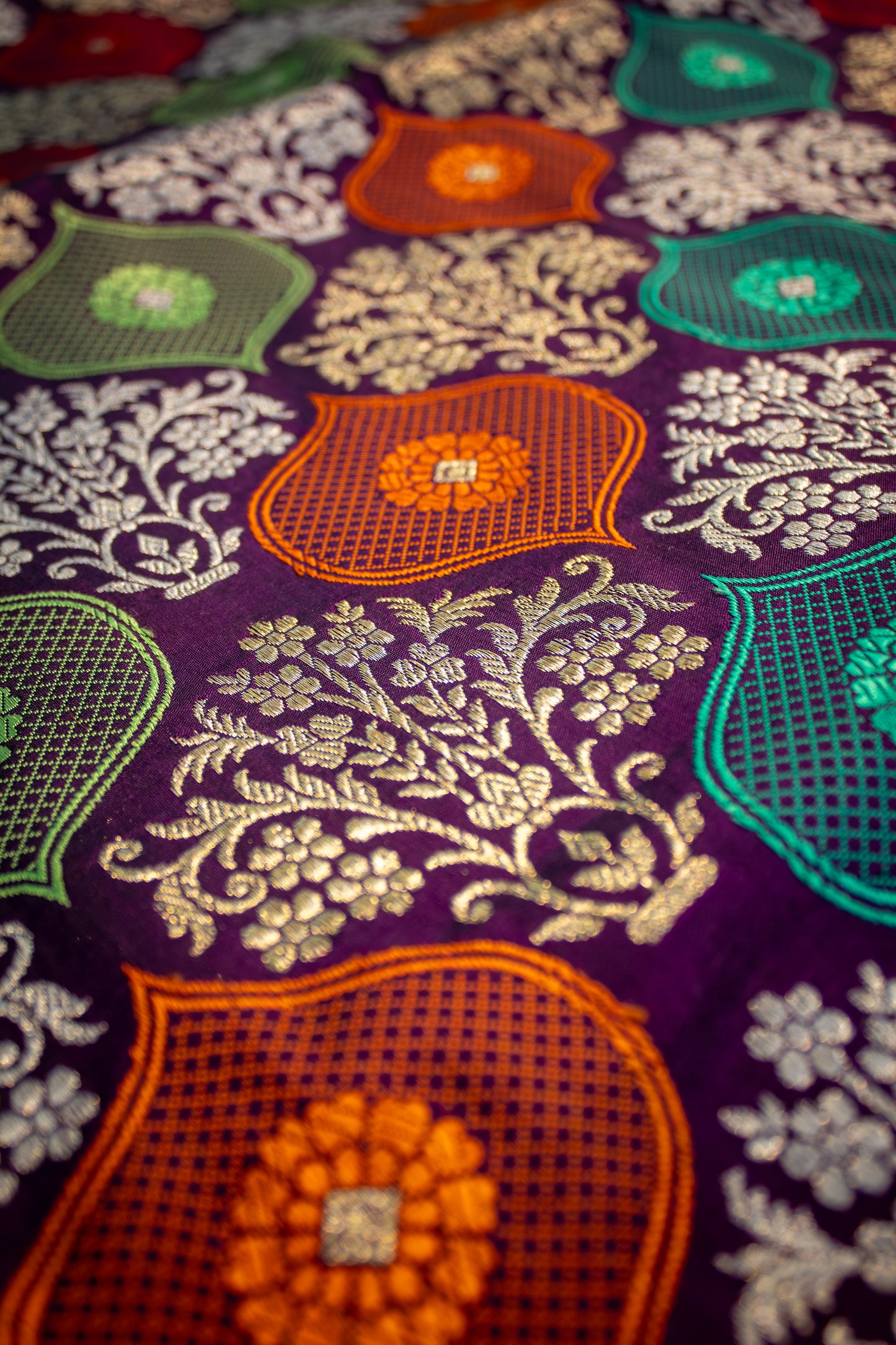 Banarasi Katan Silk Saree with Jangla Rangkaat Kadua Weave, Multicolour Design & Rich Zari Border