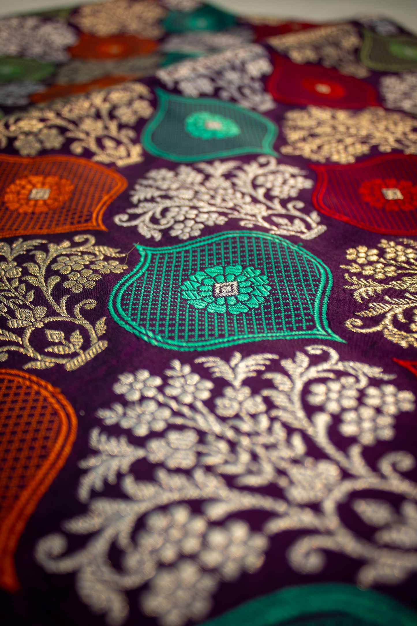 Banarasi Katan Silk Saree with Jangla Rangkaat Kadua Weave, Multicolour Design & Rich Zari Border