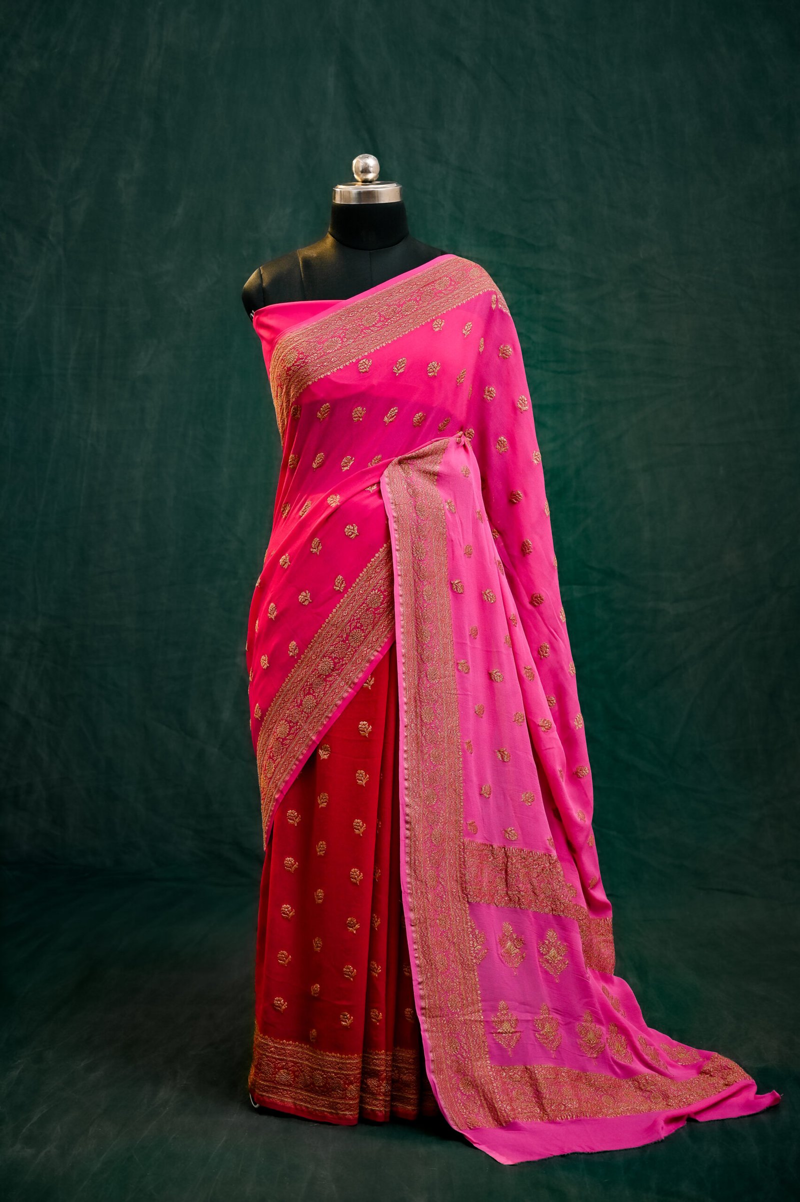 PURE KHADDI CHIFFON ANTIQUE BUTI SAREE
