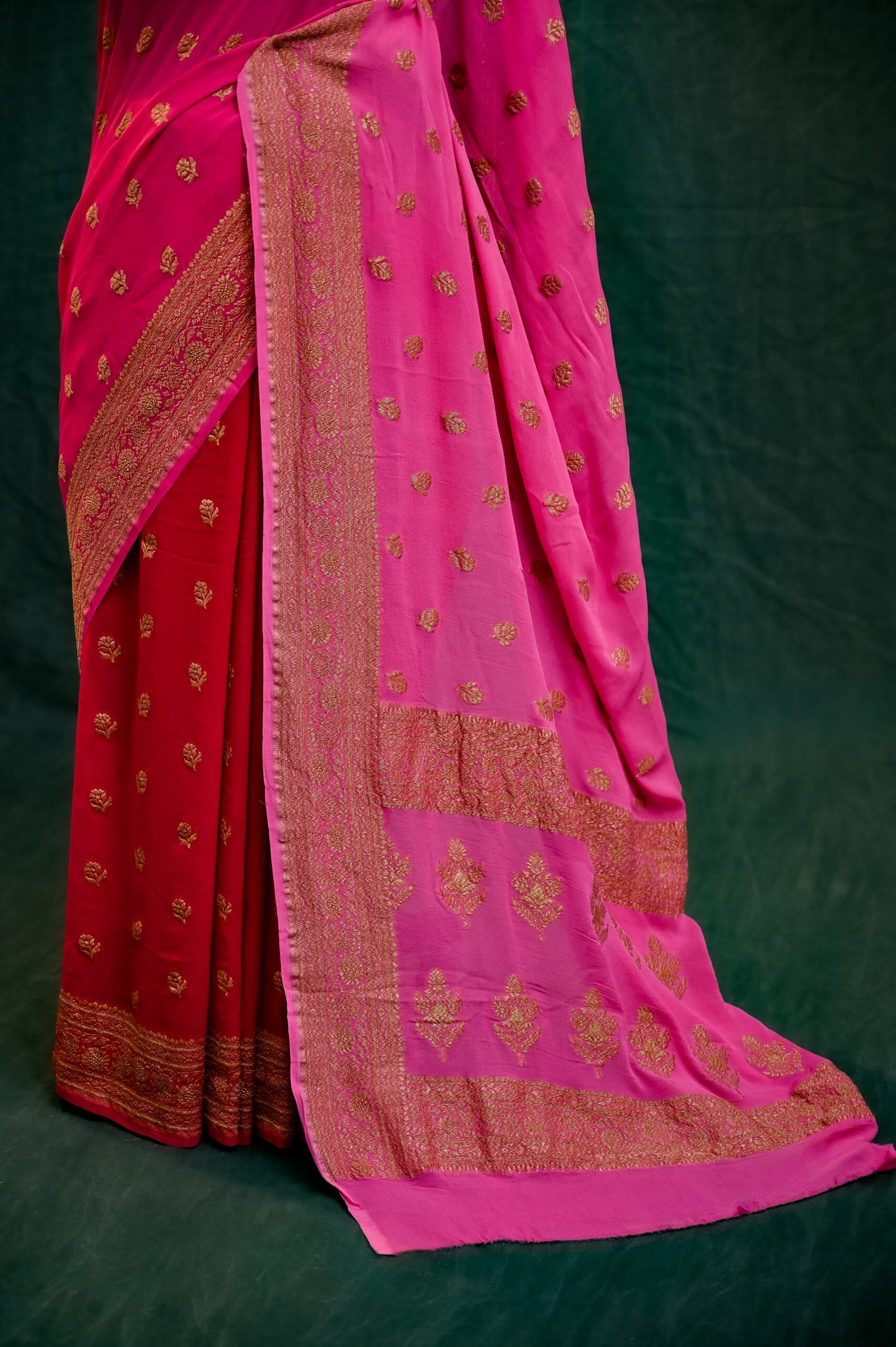 PURE KHADDI CHIFFON ANTIQUE BUTI SAREE - Image 2