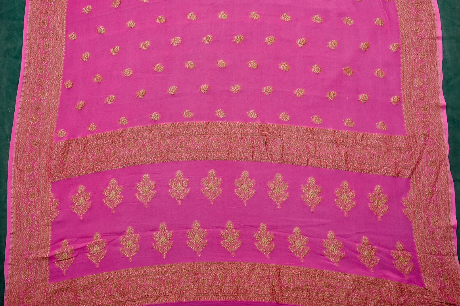 PURE KHADDI CHIFFON ANTIQUE BUTI SAREE - Image 6